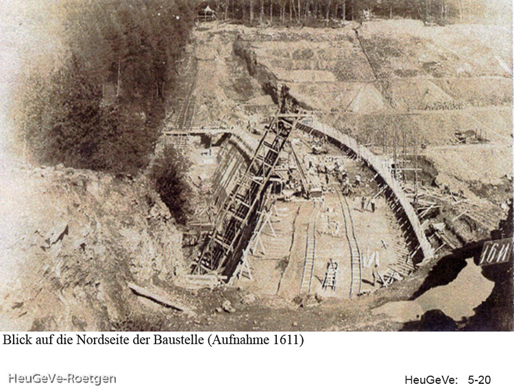 Bau der Sperrmauer, 1909