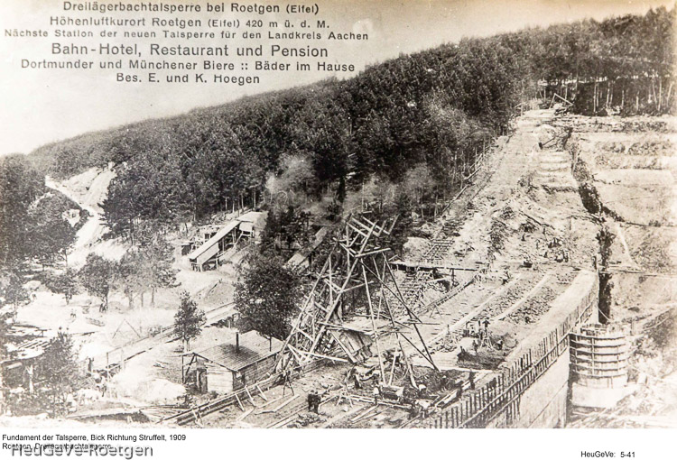 Bau der Sperrmauer, 1909